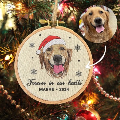 Custom Embroidered Dog Portrait Photo Ornament Gifts for Dog Owners Pet Memorial Gift Christmas Gift for Pet Lovers