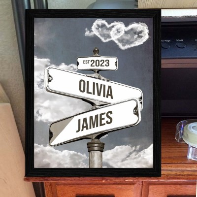 Personalised Date of Birth Vintage Street Sign with Names Gift for Couples Anniversary Gift Ideas