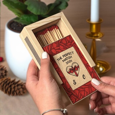 Personalised Couple Wood Matchbox Housewarming Gift Anniversary Gift Ideas Valentine's Day Gifts for Couples