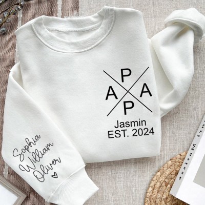 Personalised Embroidered Papa Sweatshirt Hoodie T-shirt Unique Father's Day Gift Ideas