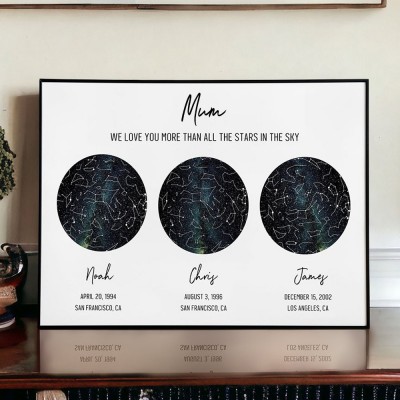Personalised Love You More Than All The Stars In The Sky Star Map Frame Sign for Mum Keepsake Gift Ideas Christmas Gift