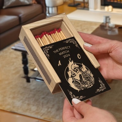 Personalised Couple Wood Matchbox Housewarming Gift Anniversary Gift Ideas Valentine's Day Gifts for Couples