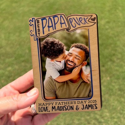 Personalised Wooden Fridge Photo Magnet Gifts for Dad Custom Picture Frame Unique Father's Day Gifts For Papa Birthday Gift For Dad
