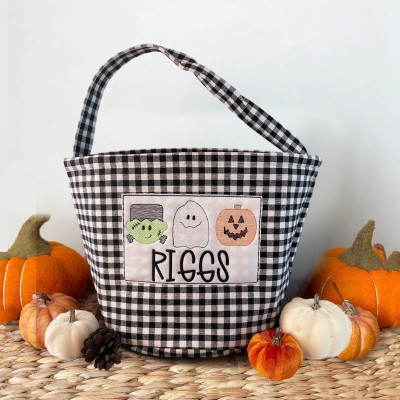 Personalised Halloween Candy Bucket Trick or Treat Bag with Name Halloween Gift for Boys Girls