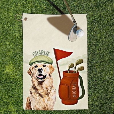 Custom Pet Dog Golf Towel with Pet Photo and Name Gifts for Dog Lover Pet Lover Gifts Golf Lover Gift Ideas