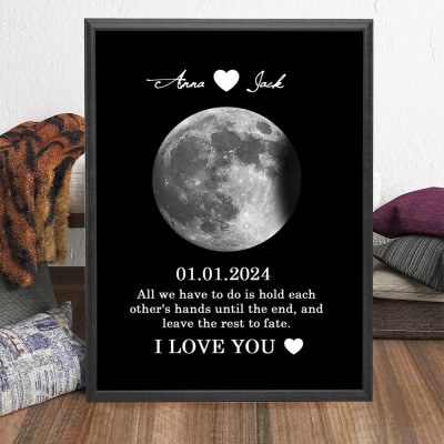 Personalised Art Print Moon Phase Frame Photo Sign Anniversary Day Gift Ideas Keepsake Gift For Couple