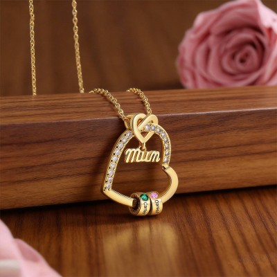 Personalised Mum Title Necklace With Name Beads Custom Family Name Jewelry Unique Family Gift for Mum Grandma Mothers Day Gift Present