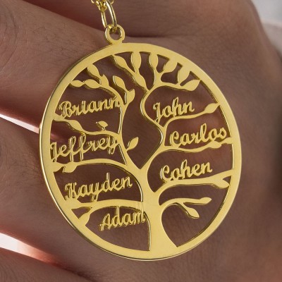 Personalised Family Tree Names Necklace Birthday Gift Unique Family Gift For Mum Grandma