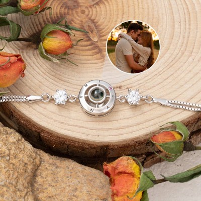 Personalised Roman Numerals Photo Projection Bracelet Valentine's Day Gift for Girlfriend