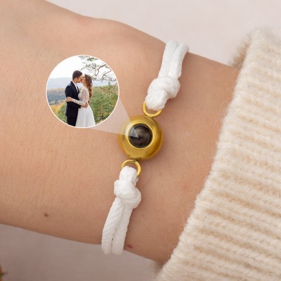 Personalised Rope Photo Projection Bracelet Unique Anniversary Gifts For Husband Wife