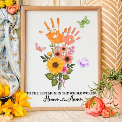 Personalised Handprint Flower Bouquet Frame for Mum