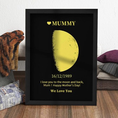 Personalised Wooden Moon Phase Frame For Mother's Day Gift