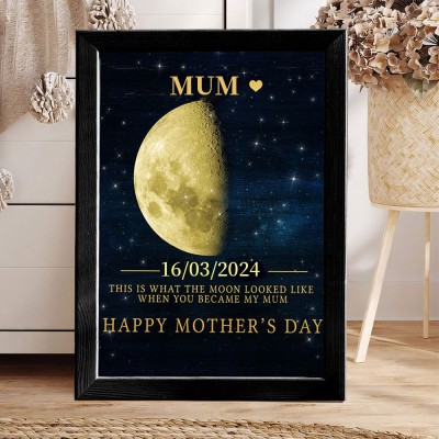 Custom Mama Moon Phase Wood Frame Sign With Date Unique Gifts for Mum Mother's Day Gift Ideas