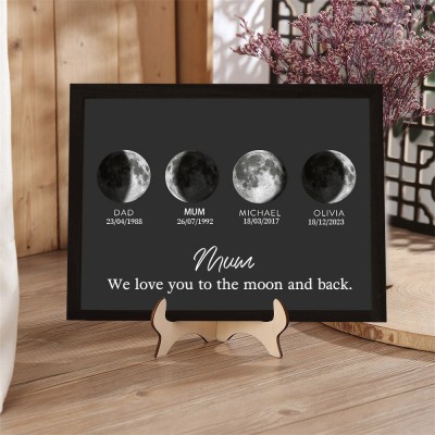 Custom Family Moon Phase Wood Frame Sign Keepsake Gifts Mother's Day Gift Ideas