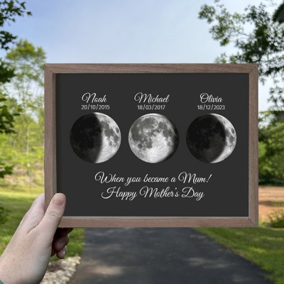 Custom Famliy Moon Phase Wooden Frame Sign Keepsake Gifts For Mum Mother's Day Gift Ideas