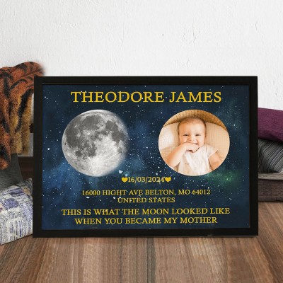 Personalised Moon Phase Print Frame Newborn Gift for New Mum Mother's Day Gift Ideas