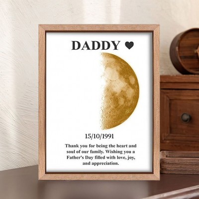 Personalised Daddy Moon Phase Wood Sign Unique Birthday Gifts Father's Day Gift Ideas