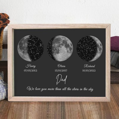 Personalised Dad We Love You More Than All The Stars In The Sky Moon Phase Frame Father's Day Gift Ideas