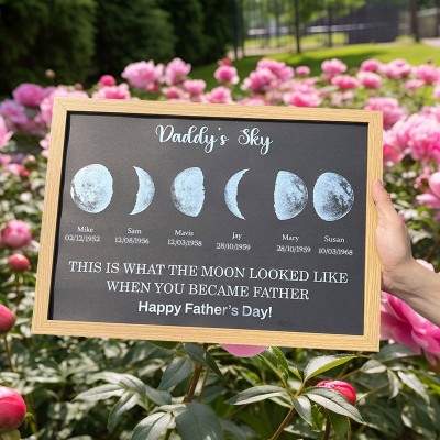 Custom Daddy's Sky Moon Phase Wooden Frame Unique Father's Day Gift Ideas