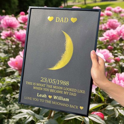 Personalised Moon Phase Wood Frame Sign For Dad Father's Day Gift Ideas