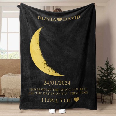 Personalised Couple Moon Phase Blanket Wedding Anniversary Gifts Unique Gift Ideas for Soulmate