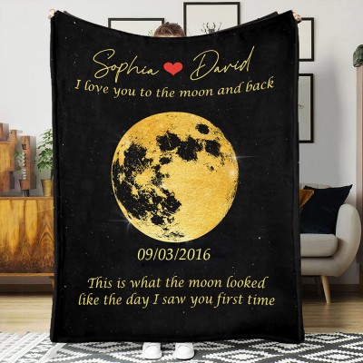 Custom Couple Moon Phase Blanket Love Gifts for Soulmate Anniversary Gift Ideas