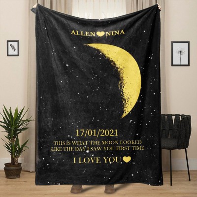 Custom Moon Phase Blanket Keepsake Gifts for Couple Anniversary Gift