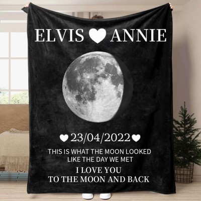 Personalised Couple Name Moon Phase Blanket With Date Love Keepsake Gift For Couple Anniversary Gifts