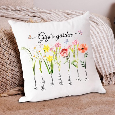 Personalised Grandma's Garden Birth Flower Pillow