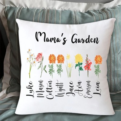 Personalised Mama's Garden Birth Flower Pillow