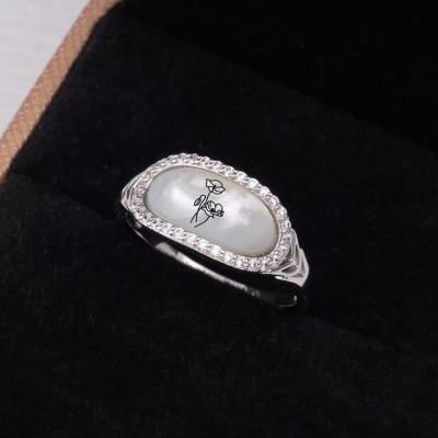 Personalised Shell Birth Flowers Ring