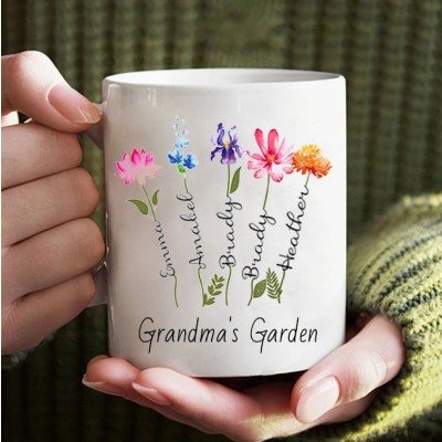 Personalised Grandma's Garden Birth Flower Mug