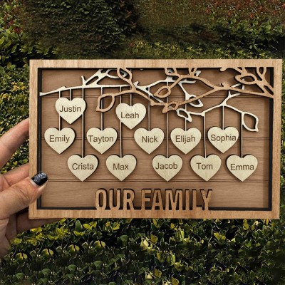 Personalised Family Tree Sign with Engraved Names 