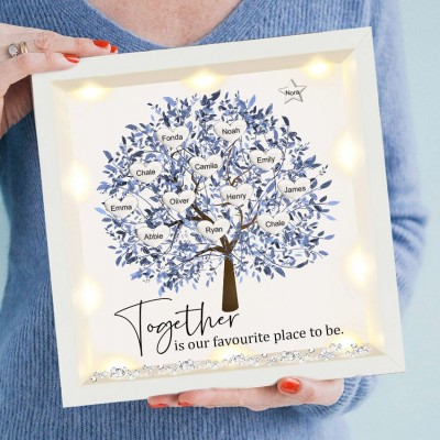 Personalised Light Up Family Tree Frame Keepsake for Grandma