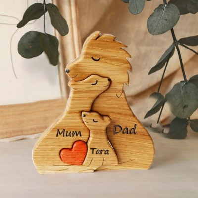 Personalised Wooden Lion Family Puzzle with Names