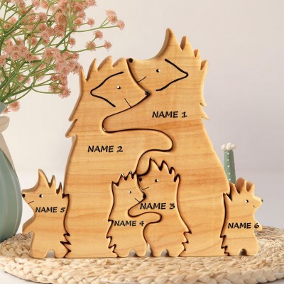 Personalised Wooden Hedgehog Family Puzzle with Names