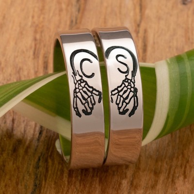 Personalised Skeleton Pinky Promise Matching Ring for Couples