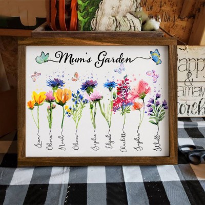 Custom Mum's Garden Birth Flower Frame Personalised Family Sign Keepsake Gift Ideas for Mum Grandma Mother's Day Gifts
