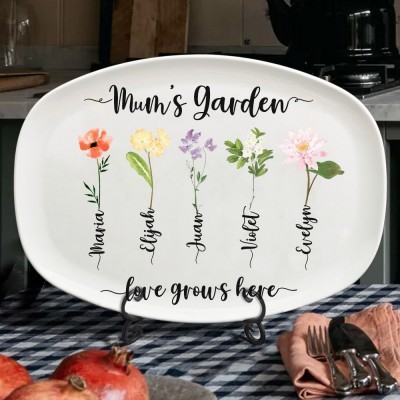 Personalised Mum's Garden Birth Flower Platter