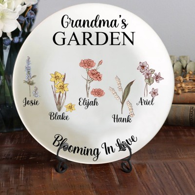 Personalised " Love Grows Here" Birth Flower Platter for Her