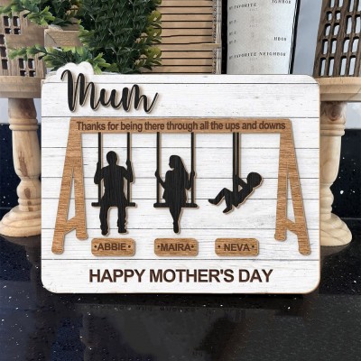 Personalised Wooden Swing Set Sign with Names Gifts for Mum Grandma Mother's Day Gift Ideas