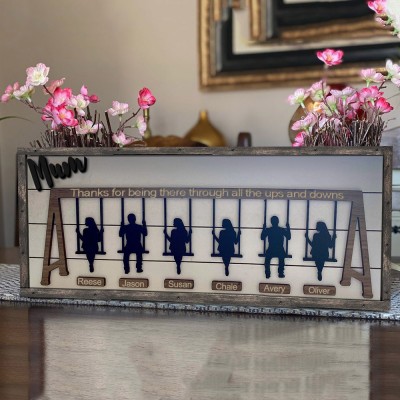Personalised Swing Set Sign with Names Wooden Mum Sign Mother's Day Gift 