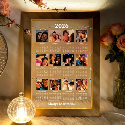 Custom Photo Calendar LED Night Light Frame Unique Gift for Couples Anniversary Gift for Her Valentine's Day Gifts