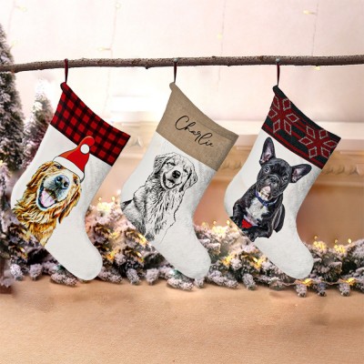 Personalised Embroidered Pet Dog Christmas Stocking with Name Gifts for Dog Owners Christmas Gift for Pet Lovers