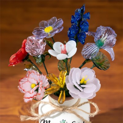 Personalised Glass Birth Month Flower Unique Gifts for Mum Grandma Mother's Day Gift Ideas