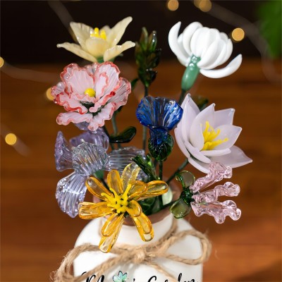 Personalised Glass Birth Month Flower Unique Gifts for Mum Grandma Mother's Day Gift Ideas