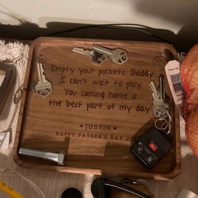 Custom Empty Your Pockets Daddy Leather Valet Tray Unique Gifts for Dad Christmas Gift for Men