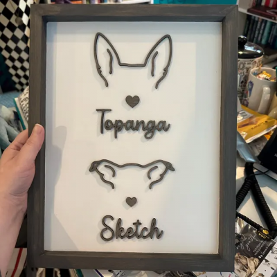 Custom Dog Ear Outline Memorial Frame Pet Loss Gifts Unique Gift for Dog Lovers Christmas Gift