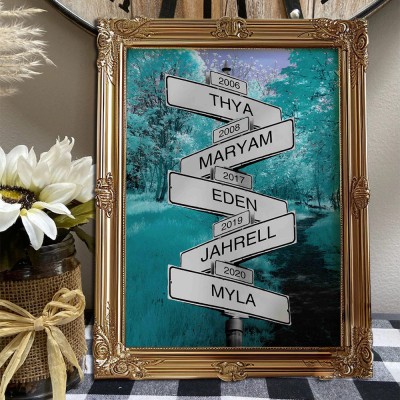 Custom Family Date of Birth Vintage Street Sign with Multi-Names Family Keepsake Gift Personalised Gifts for Mum Dad