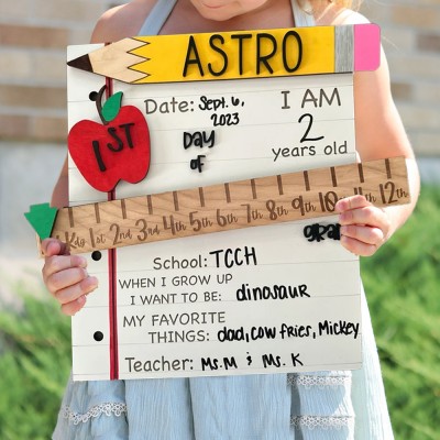 Custom Interchangeable Back to School Wood Sign First/100th/Last Day of School Sign Photo Prop Gifts for Kids